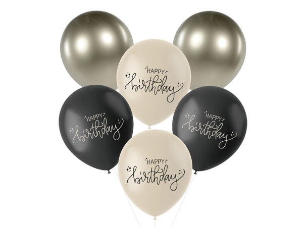 Creme Noir - "Happy Birthday" gummiballonger 33cm