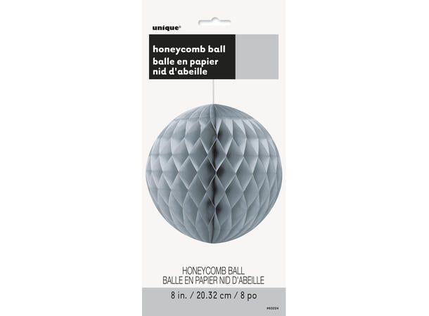 Sølv honeycomb ball I papir 20cm