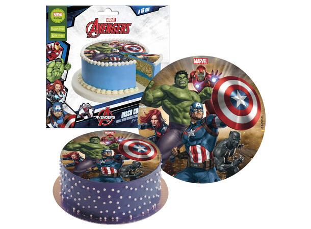 Sukkerfritt kakeskilt avengers 16cm