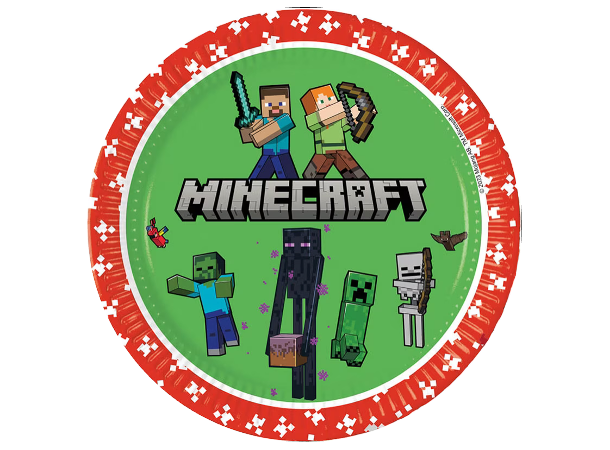 Minecraft tallerken i papir FSC 23cm