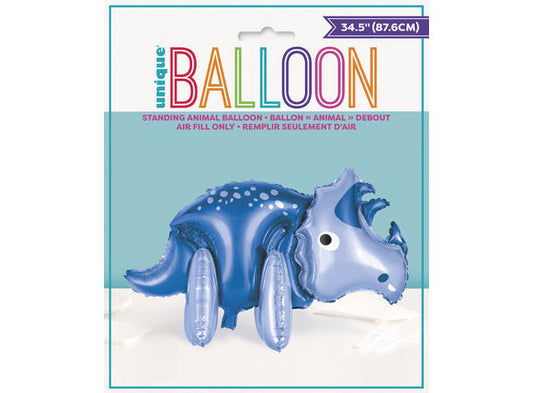 Stående blå dinosaur folieballong 88cm