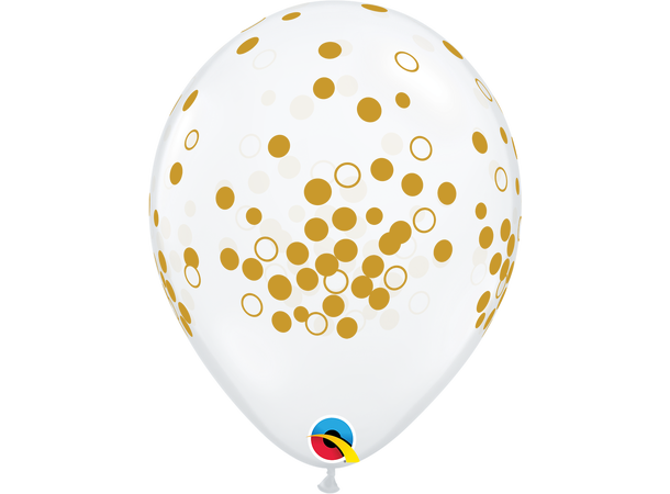 Gummiballonger med gull konfetti 28cm
