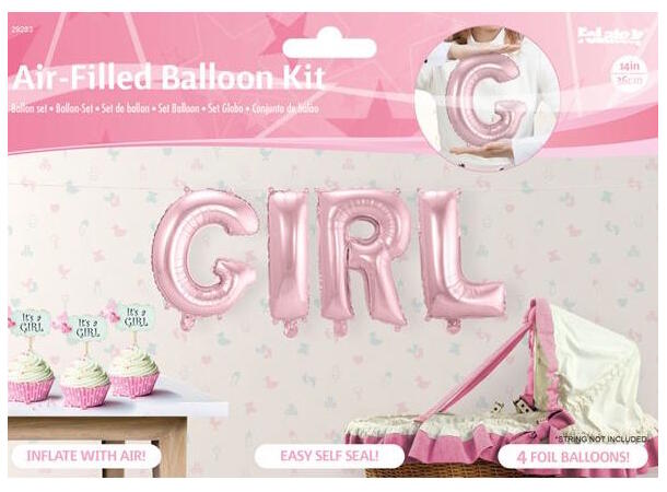 Rosa "girl" ballongbord 36cm