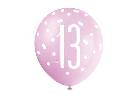 #13 rosa & sølv gummiballonger 30cm