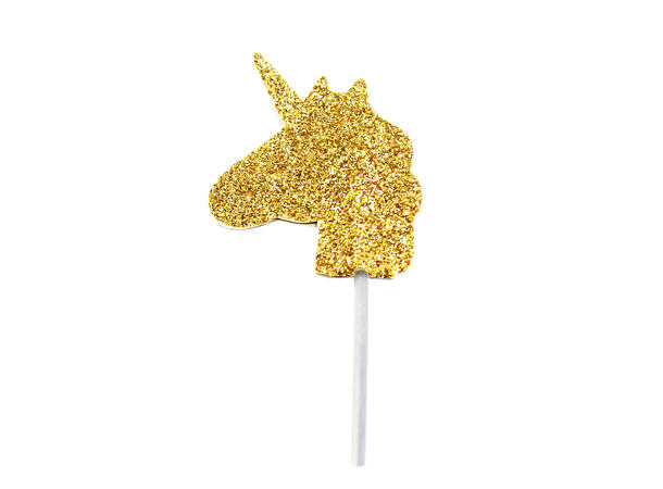 Glitter Unicorn Cupcake-topp Gull 3,5x3cm