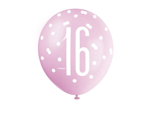 #16 rosa & sølv gummiballonger 30cm