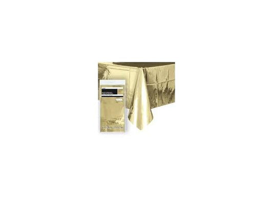 Ensfarget Skinnende Gull duk i plast 137x274cm