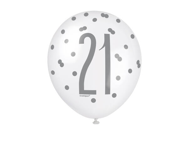 #21 blå & sølv gummiballonger 30cm