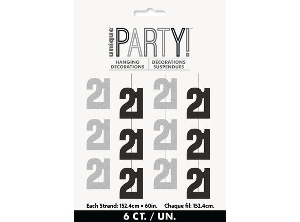 Sort & Sølv Glitz hengedekorasjoner 152cm #21