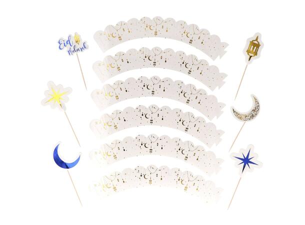 Eid Mubarak Cupcake dekorasjoner i papir