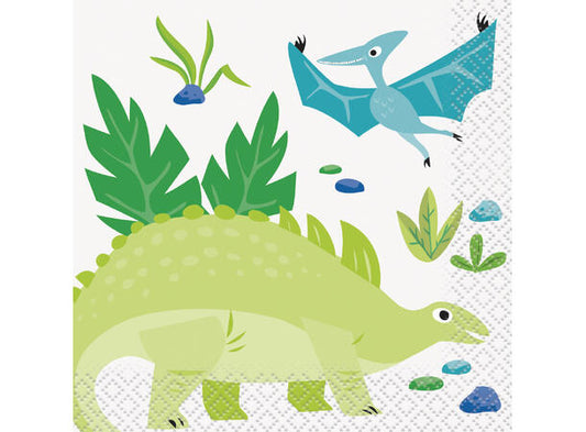 Blue & Green Dinosaur servietter 25x25cm