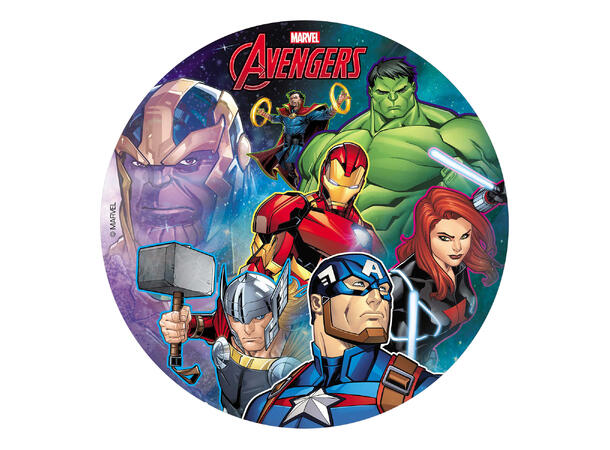 Sukkerfritt spiselig kakeskilt avengers 20cm