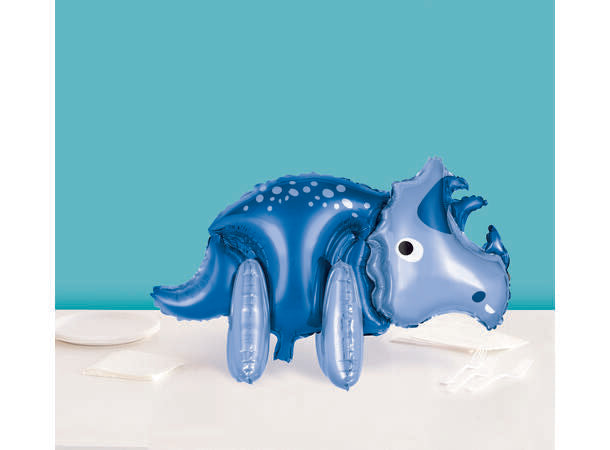 Stående blå dinosaur folieballong 88cm
