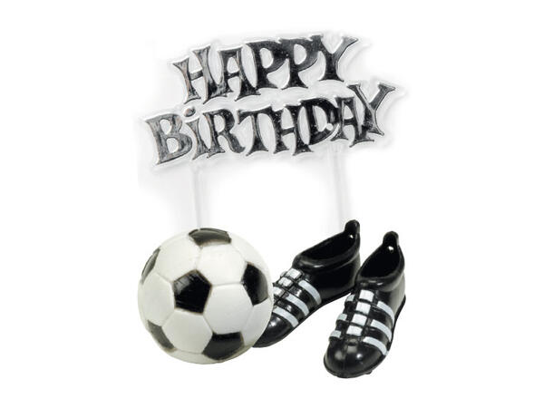 Kakepynt "Happy Birthday" Fotball 2.5cm Sko 3.5cm