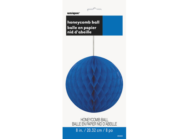 Mørk blå honeycomb ball I papir 20 cm