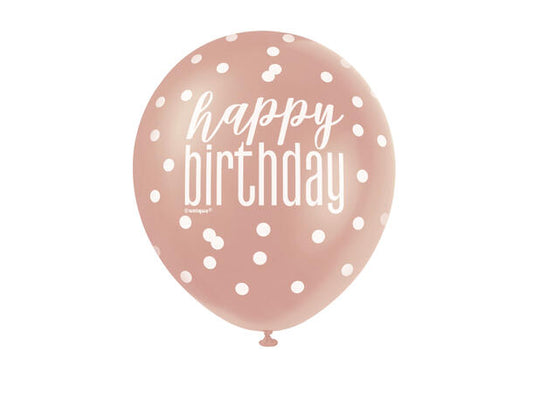 Happy birthday gummiballonger rosegull 30 cm