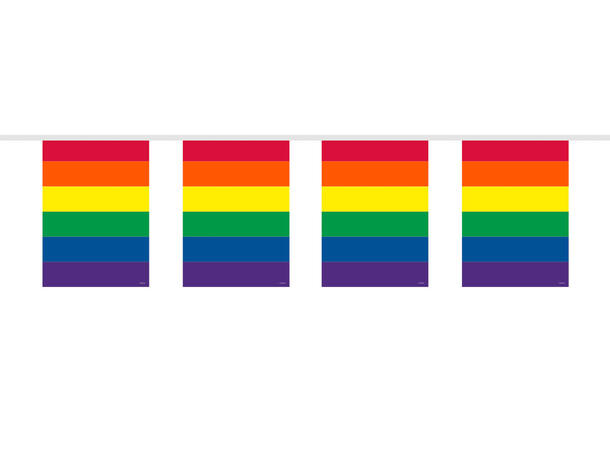 Regnbue flaggbanner i plast 10m 29cm høy