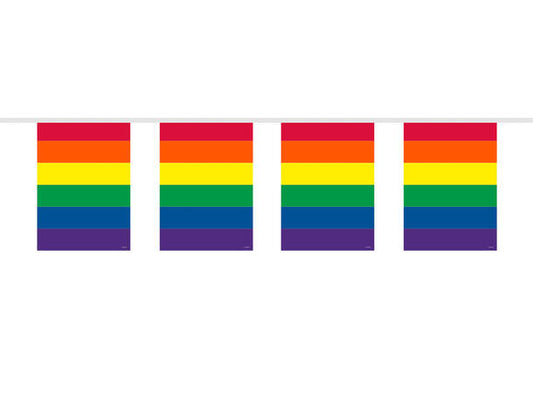 Regnbue flaggbanner i plast 10m 29cm høy