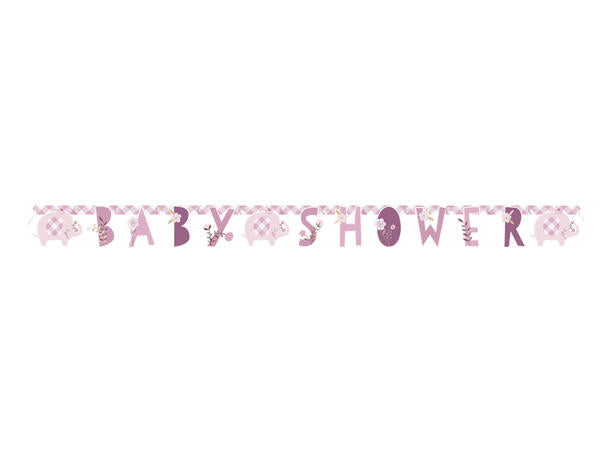 Babyshower leddbanner rosa i papir 1,6m