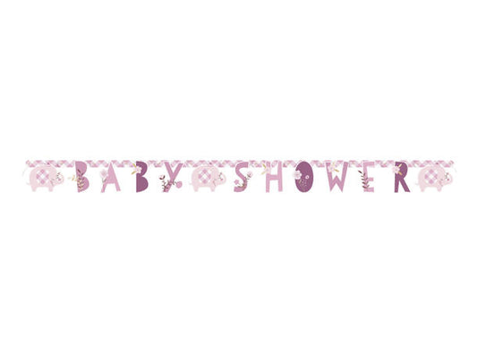 Babyshower leddbanner rosa i papir 1,6m