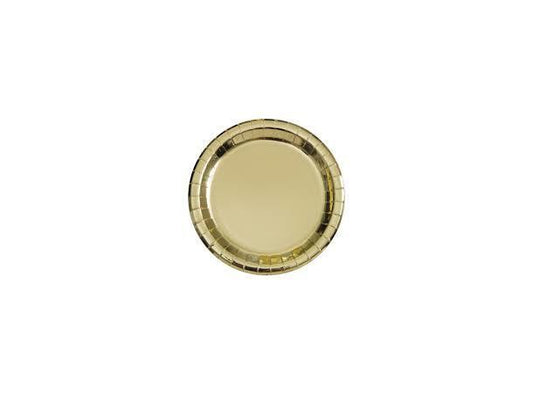 Ensfarget Gull Metallic tallerken i papp 23cm