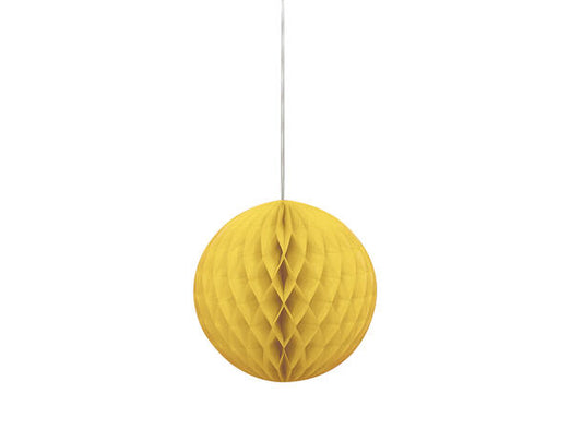 Gul honeycomb ball I papir 20 cm