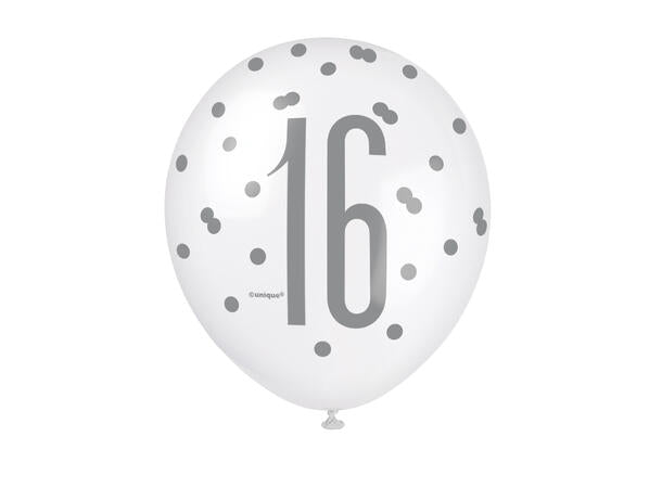 #16 rosa & sølv gummiballonger 30cm