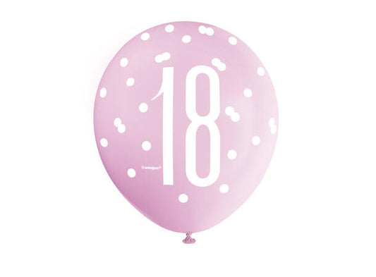 #18 rosa & sølv gummiballonger 30cm