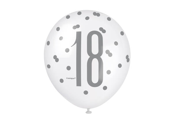 #18 rosa & sølv gummiballonger 30cm