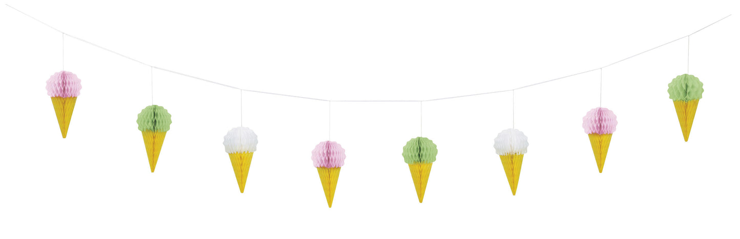 Mini honeycomb papirgirlander iskrem 214cm