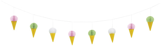 Mini honeycomb papirgirlander iskrem 214cm
