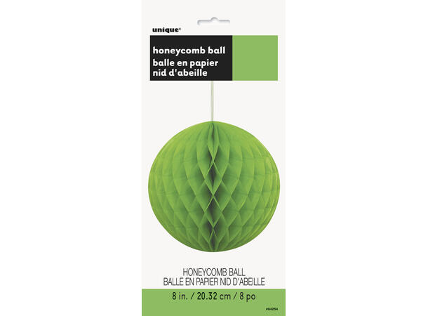 Limegrønn honeycomb ball I papir 20cm