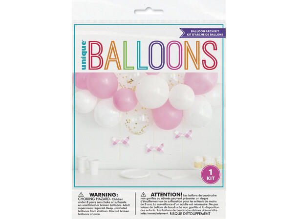 Ballongbue i hvit og rosa med sløyfer