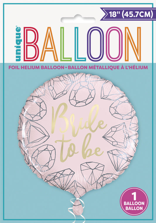 Folieballong rosa Diamant - Bride to Be 46cm