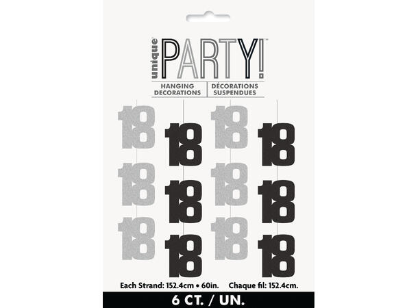 Sort & Sølv Glitz  hengedekorasjoner 152cm #18