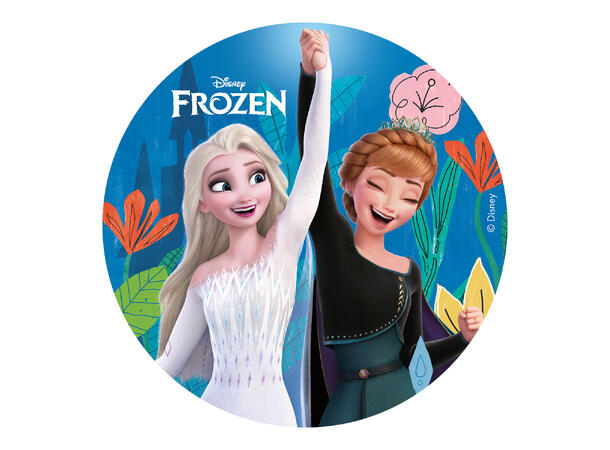 Sukkerfritt spiselig kakeskilt Anna og Elsa 15,5cm