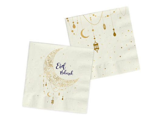Eid mubarak lunsjservietter 33x33cm