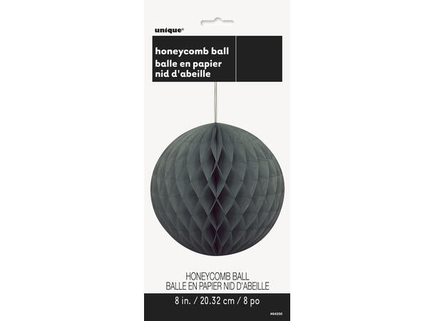 Sort honeycomb ball I papir 20cm