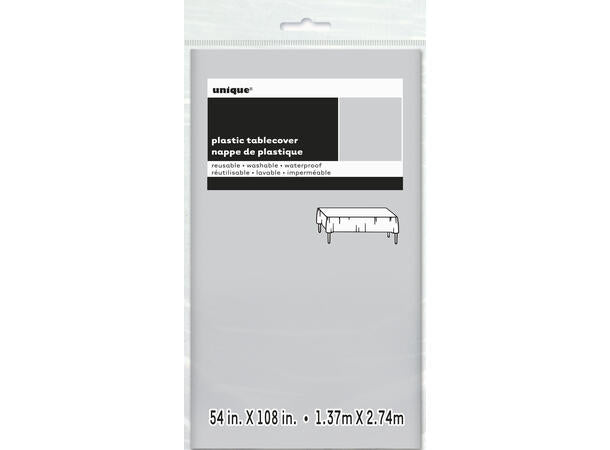 Sølv firkantet plastduk 137x214cm