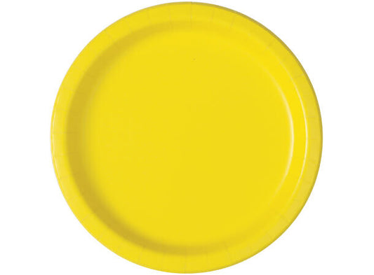 Ensfarget Neon Gul tallerken i papp 23cm