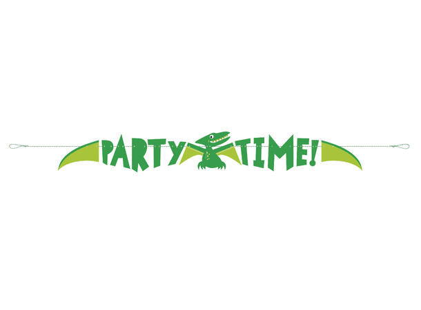 Blue & Green Dinosaur papirbanner "Party Time" 123cm