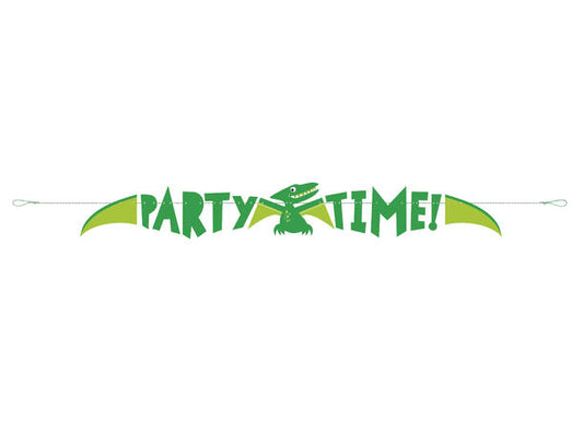 Blue & Green Dinosaur papirbanner "Party Time" 123cm