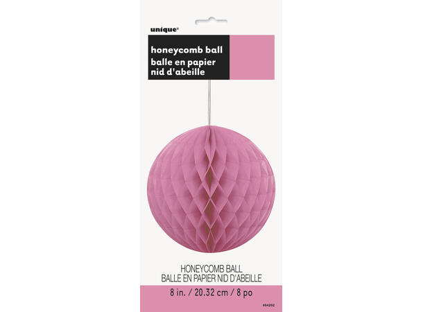 Mørk rosa honeycomb ball I papir 20cm