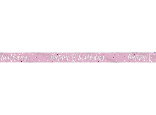 Rosa & Sølv Glitz foliebanner 2,9m  #13