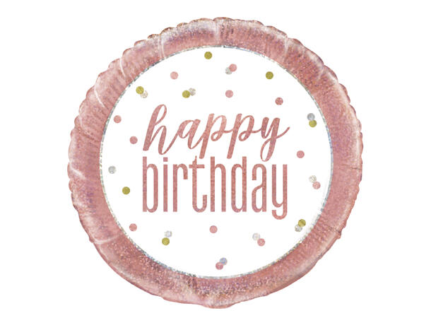 Happy Birthday folieballong rosegull 46cm