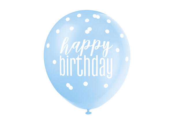 Happy birthday blå & sølv gummiballonger 30cm