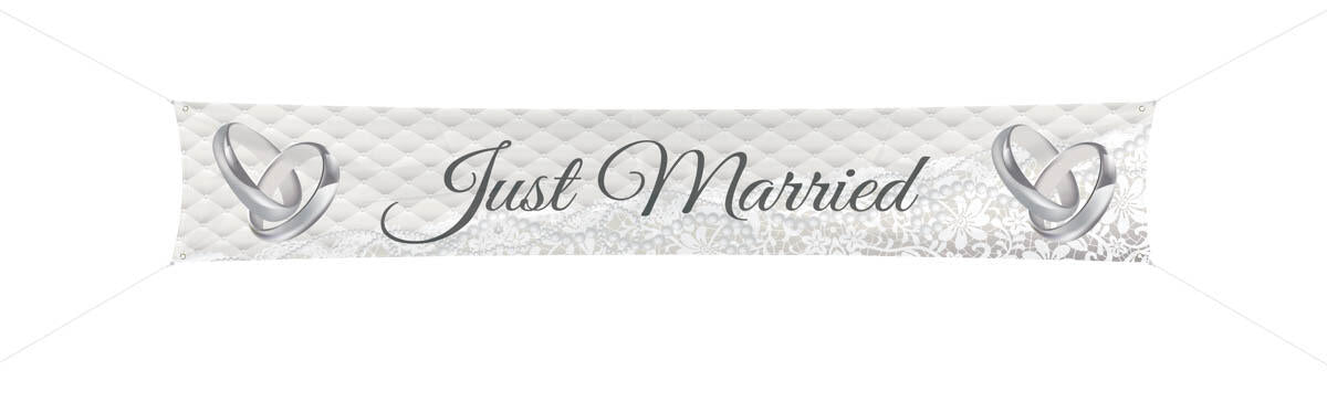 Just married nylonbanner 360x60cm