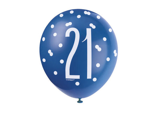 #21 blå & sølv gummiballonger 30cm