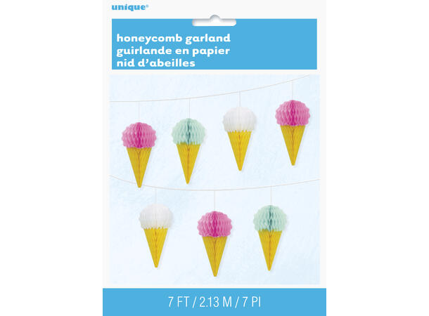Mini honeycomb papirgirlander iskrem 214cm