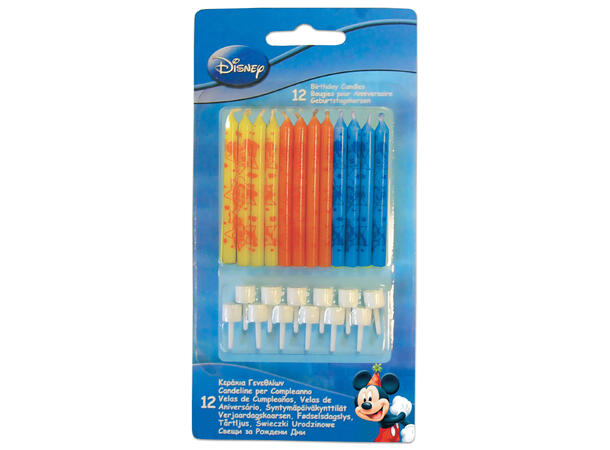 Mikke mus kakelys på pinne 12 stk